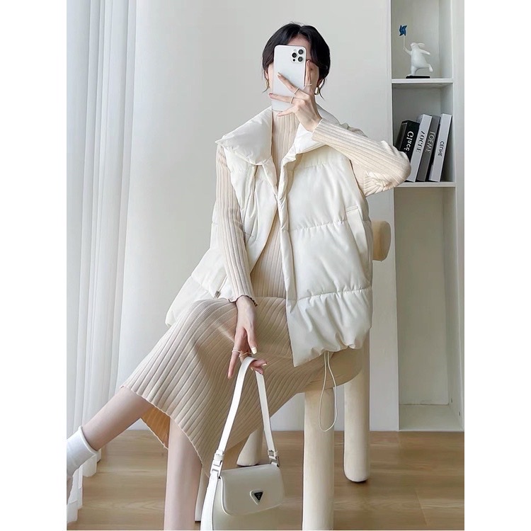 Áo phao gile nữ hàng Quảng Châu FULL SIZE đến 70kg có túi sườn chất nhẹ siêu PHỒNG siêu DÀY DẶN, áo khoác phao gile đẹp | BigBuy360 - bigbuy360.vn