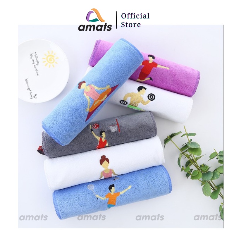 Khăn lau mồ hôi tập Yoga , Gym thêu hình cô gái yoga - Chất liệu cotton, kích thước 110cm x 25cm