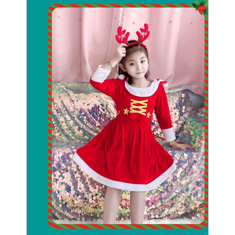 Bộ đồ hóa trang noel nhung xinh xắn cho bé