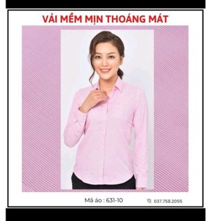 (CÓ SẴN)Áo sơ mi nữ Thái Hòa sọc caro nhỏ màu hồng.