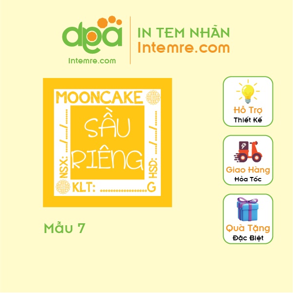100 Tem Nhãn Giấy Decal Dán Intemre.com Bánh Trung Thu Hình Vuông 3x3cm - Mẫu 7
