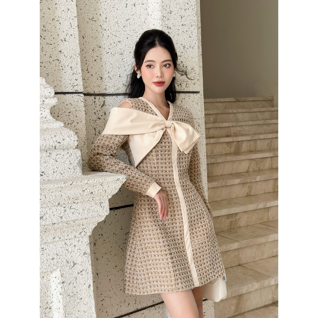 Váy dạ tweed dày dặn 2 lớp Calista Dress YV85 YAME