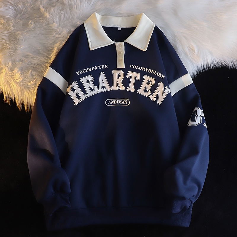 Suxi Áo Thun Polo Dài Tay Màu Tương Phản Thời Trang Vintage Mùa Thu Cho Nữ