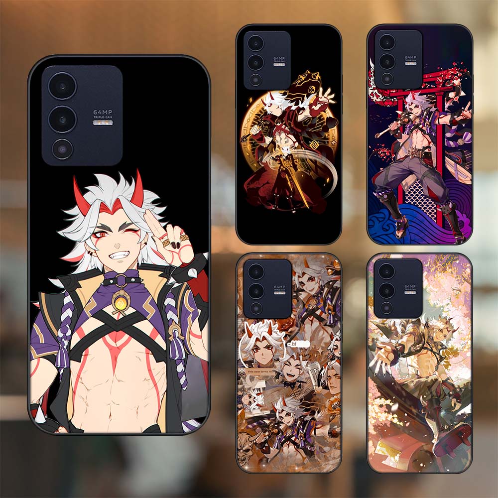 Ốp lưng Vivo V23 5G viền đen in hình Arataki Itto Genshin Impact