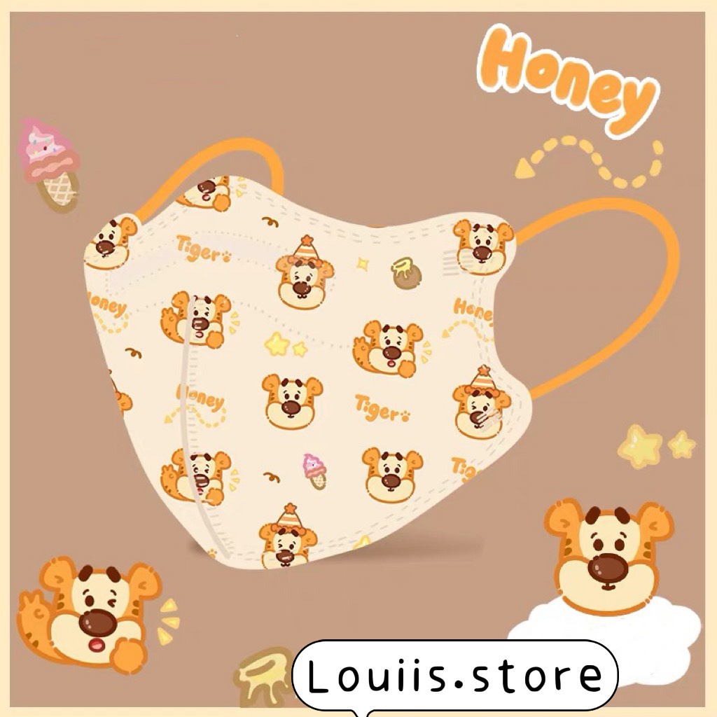 Khẩu trang 3D cute hoạt hình dễ thương, in hình cute người lớn Louiis.store