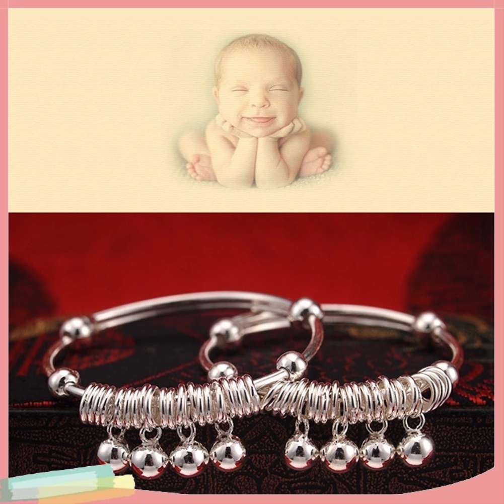 Lắc chân mạ bạc đính chuông xinh xắn cho bé