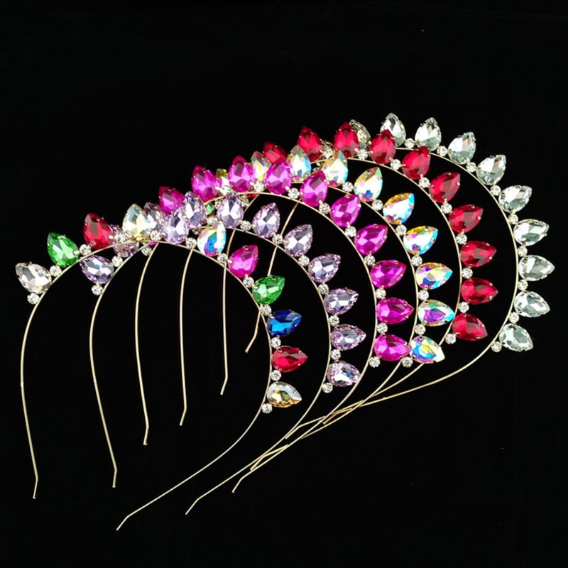 Flgo Băng Đô Hợp Kim Mỏng Đính Đá Thủy Tinh Nhiều Màu Sắc Lấp Lánh