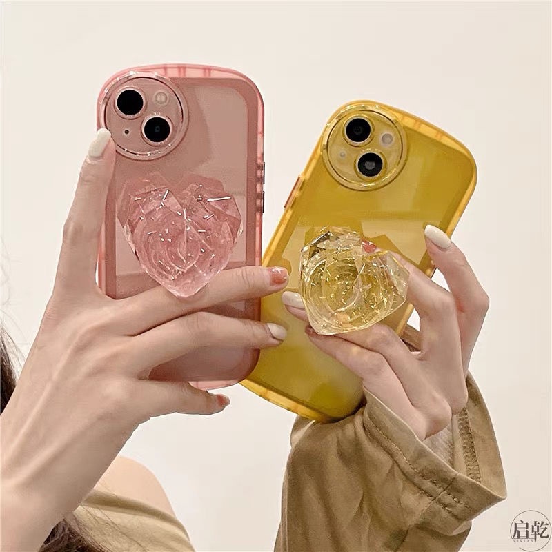 Ốp Điện Thoại Mềm Pha Lê Có Giá Đỡ Hình Trái Tim Cho iPhone 14 pro max 12 13 11 pro max Xsmax Xr X / Xs 7plus / 8plus 6 / 6splus