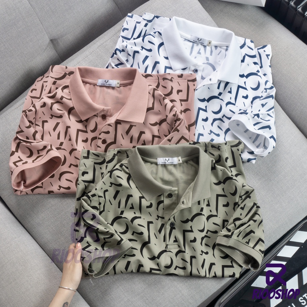 Áo polo nam họa tiết, áo phông nam có cổ vnxk tay ngắn thiết kế cao cấp, đẹp màu trắng, hồng, xanh rêu RIOOSHOP RSP080