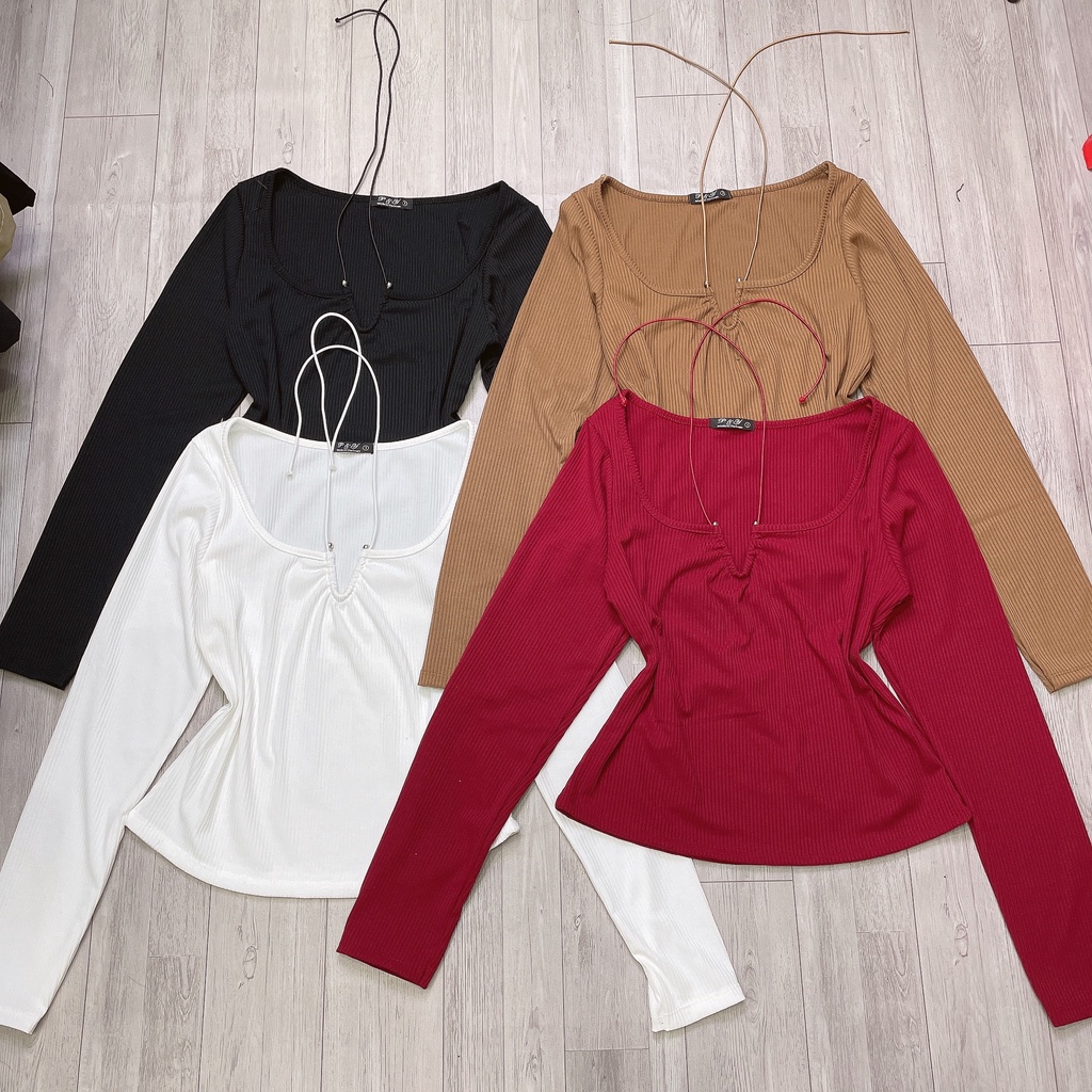 Áo Thun Kiểu Croptop Bigsize Chun Thun Tăm Cao Cấp Co Dãn Lên Phom Sang Chảnh Dễ Thương Hình Thật MÃ G64