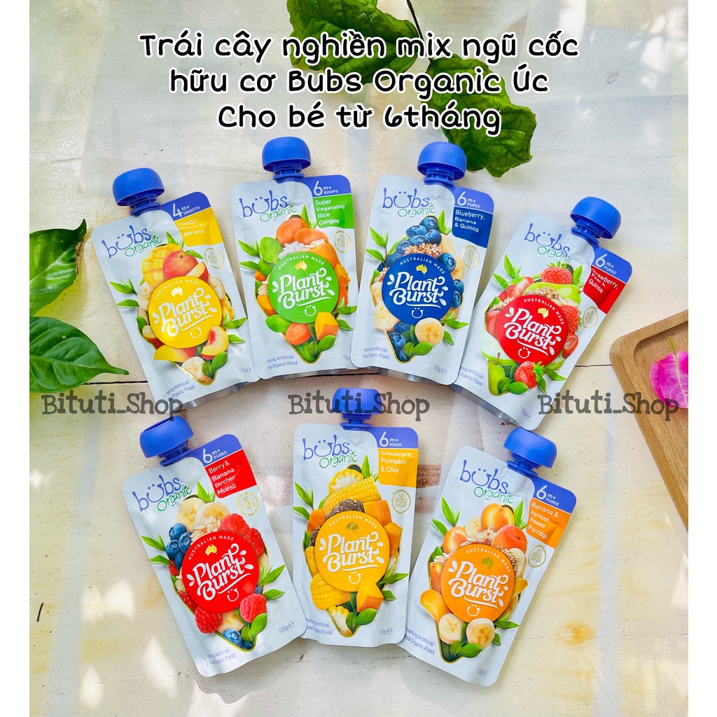 Trái cây nghiền hữu cơ Bubs Organic Úc cho bé từ 6 tháng - Bituti Shop