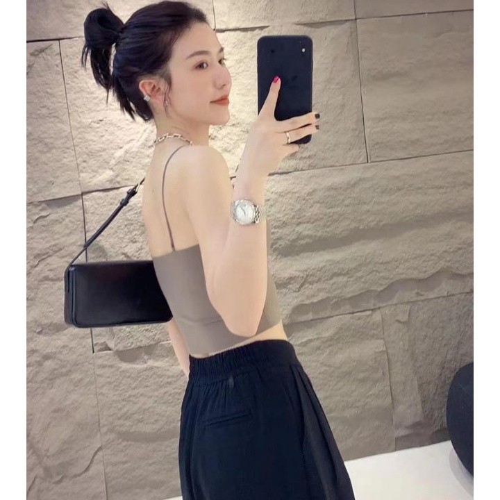 One Áo Hai Dây Có Mút Đệm Ngực Chất Liệu Lụa Lạnh Mỏng Thoải Mái Thời Trang JP5