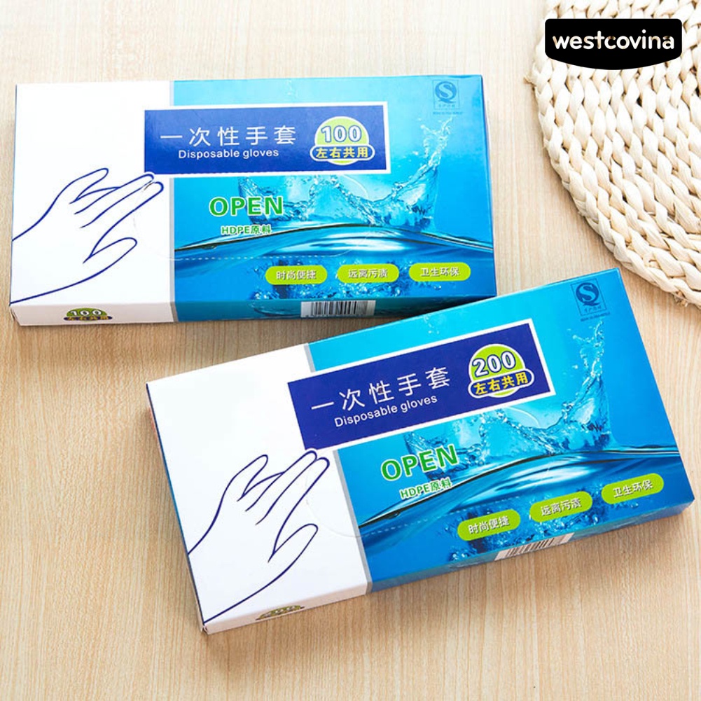 [WEST]⚘Set 100 Găng Tay Nấu Ăn PE Dày Trong Suốt Dùng Một Lần