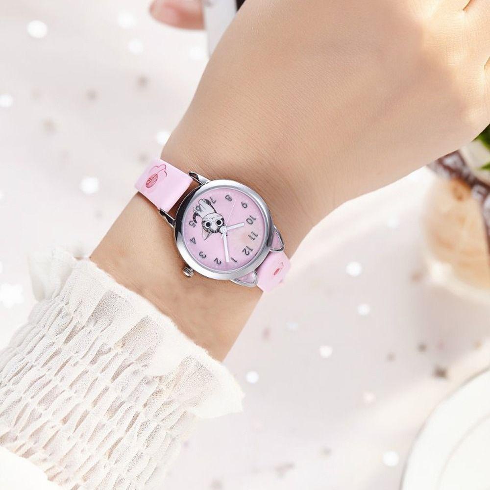 Đồng Hồ Đeo Tay Da PU Họa Tiết Hoa Hoạt Hình Phong Cách Hàn Quốc Dành Cho Nữ|Đồng Hồ Đeo Tay Thời Trang