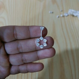 Khuyên rốn bạc chuẩn chuỗi đá kết hoa