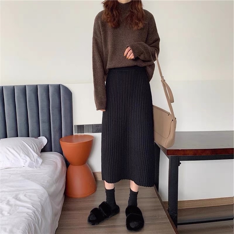 [Bigsize 55-100kg] Chân váy len dáng dài thời trang