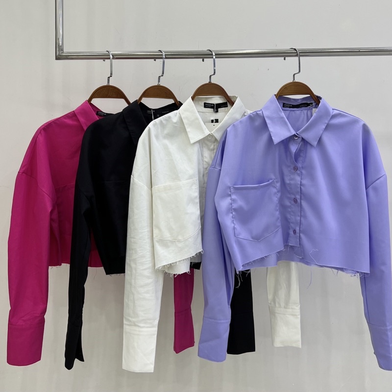 [ẢNH THẬT ĐỘC QUYỀN MIDDUA] sơ mi tay dài crop