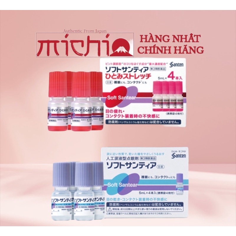 Nước Nhỏ Mắt Nhân Tạo Santen Nhật Bản Hộp 4 Lọ 5ml nội địa nhật bản