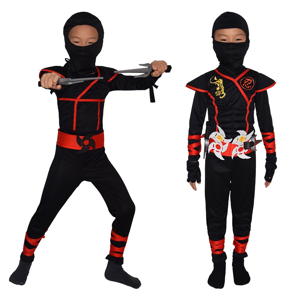 Bộ Đồ Hóa Trang Chiến Binh Ninja Màu Đen Phong Cách Nhật Bản Cho Bé
