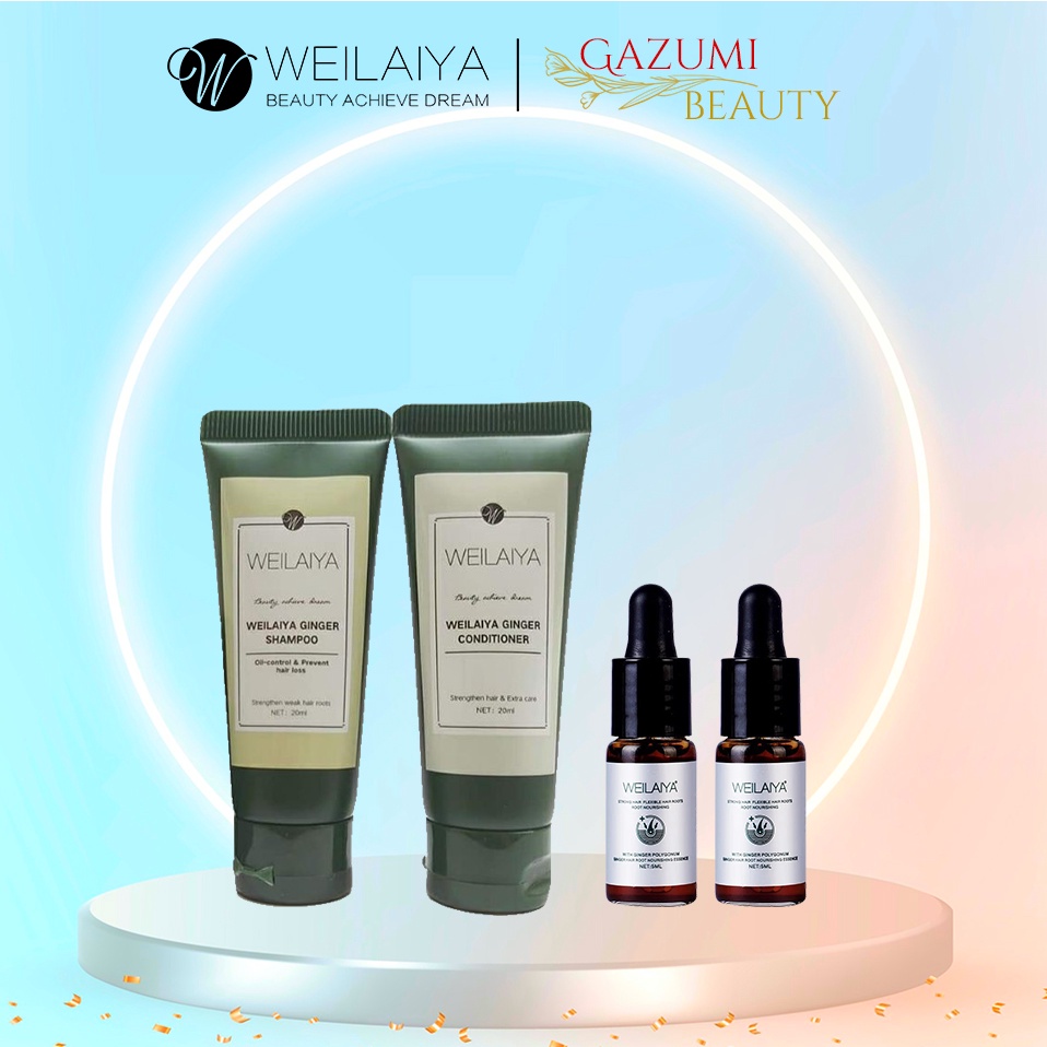 Combo Dùng Thử Weilaiya Gội Xả 20ml Và 2 Serum 5ml, Combo Chống Rụng Tóc &amp; Mọc Tóc - Gazumi Beauty
