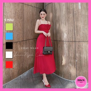 Váy maxi 2 dây xòe dài thiết kế cao cấp dự tiệc trẻ trung xinh xắn HN Clothing V7