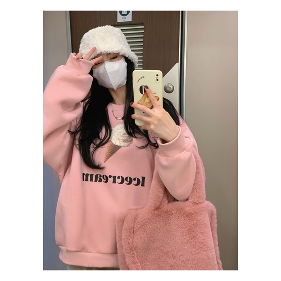 Áo nỉ NZN cổ tròn in họa tiết ngọt ngào thời trang thu đông cho nữ