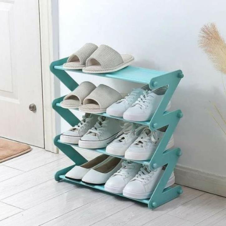 Kệ dép 4 tầng chữ Z để sách vở giày dép vật dụng đa năng dạng lắp ghép chịu lực, kiểu dáng t dễ dàng di chuyển nhiều nơi
