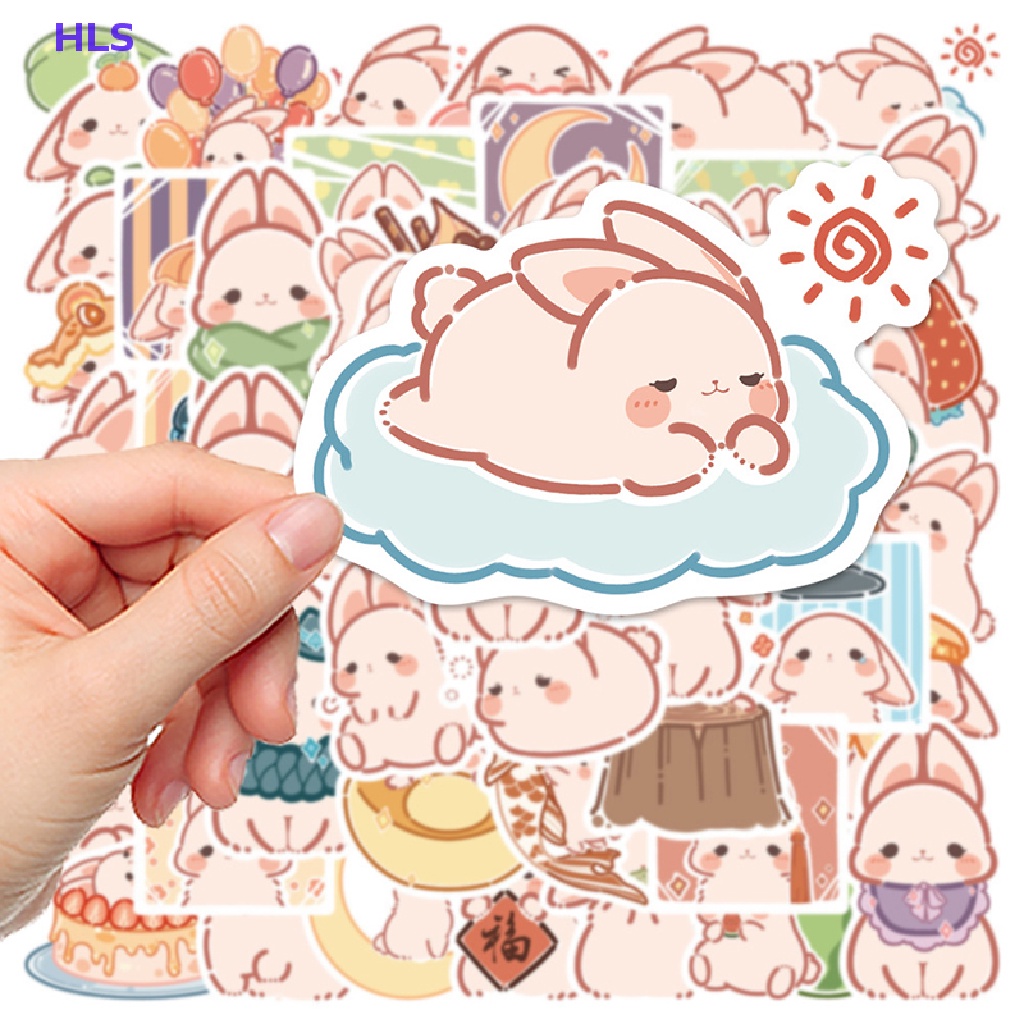 Set 50 Miếng Dán Trang Trí Hình Thỏ Hoạt Hình Nhật Bản Dễ Thương