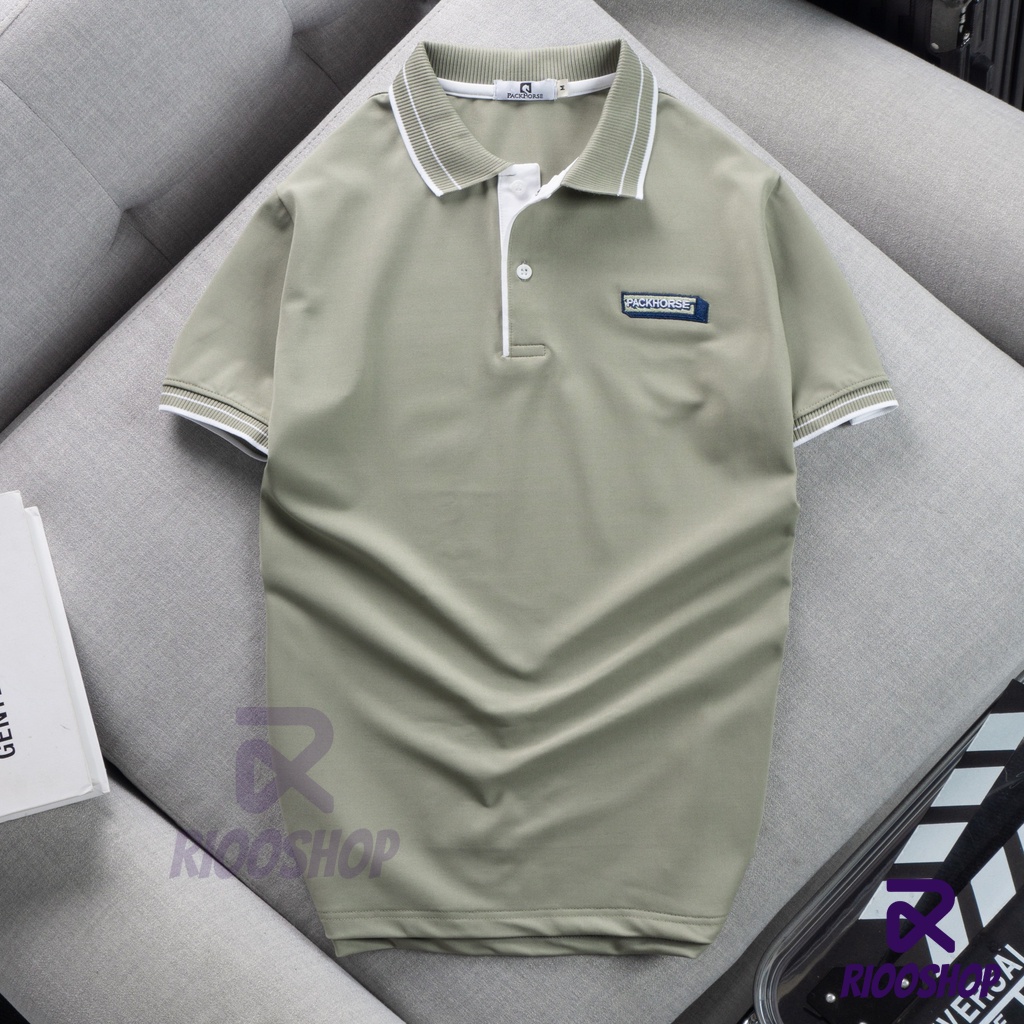 Áo thun nam polo, áo phông nam ngắn tay có cổ vnxk trơn basic cao cấp màu trắng, xanh rêu, nâu, hồng RIOOSHOP RSP079