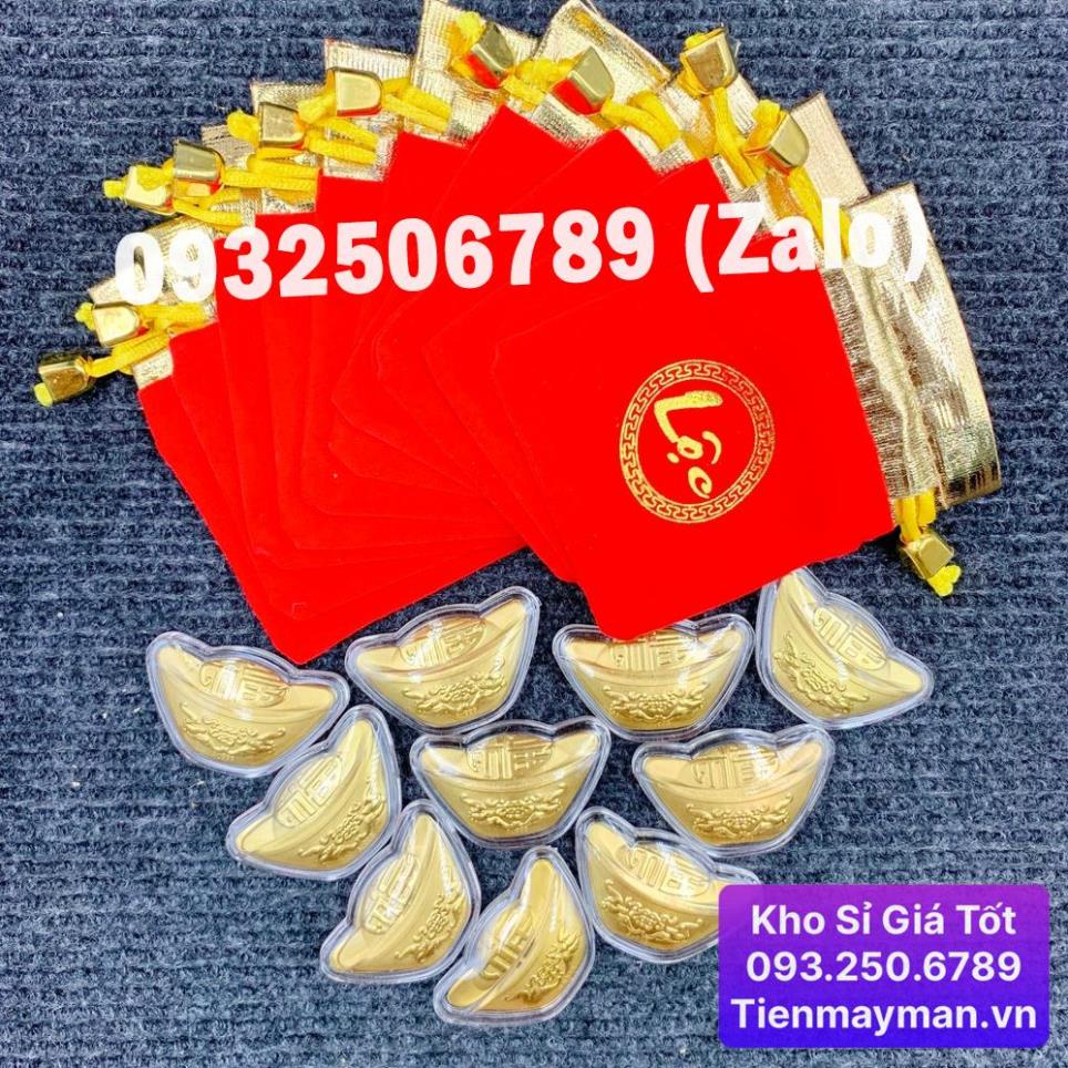 ⭐HÓT⭐ Combo 100 Thỏi Vàng Tài Lộc kèm Túi Nhung Phúc Lộc may mắn, trưng bày biếu tặng, lì xì độc đáo
