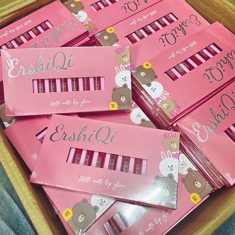 ▪️ERSHIQI ▪️Set 10 thỏi son kem lâu trôi mềm mượt nội địa trung thiết kế hộp quà sang xịn