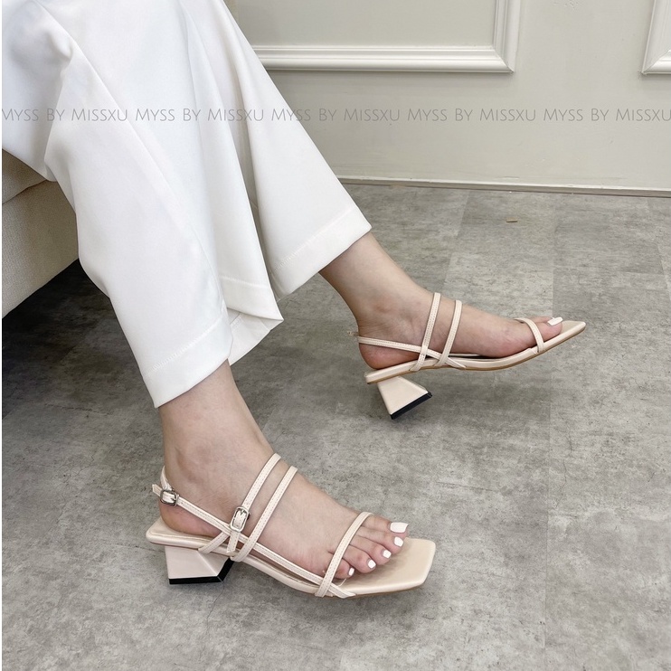 Giày sandal nữ quai ngang phối dọc 5 cm thời trang MYSS-SD158