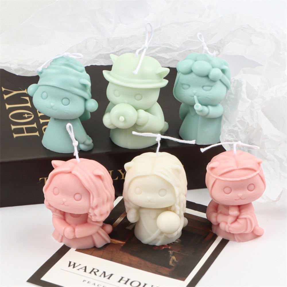 Khuôn Làm Nến Hình Mèo Bằng Silicone DIY