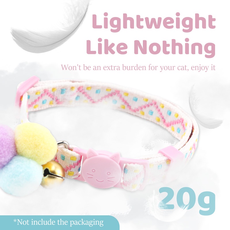 HamshMoc Vòng Cổ Nhẹ Mềm Mại Thoải Mái Bền Bỉ Có Chuông Và Bóng Lông Cho Thú Cưng
