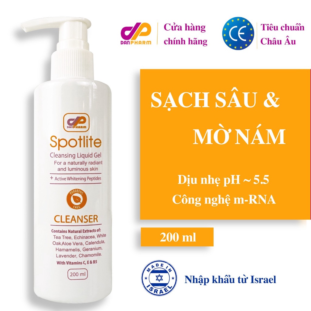 Sữa rửa mặt Spotlite Cleansing Liquid Gel pH~5 làm trắng da, giảm nám sạm, tàn nhang