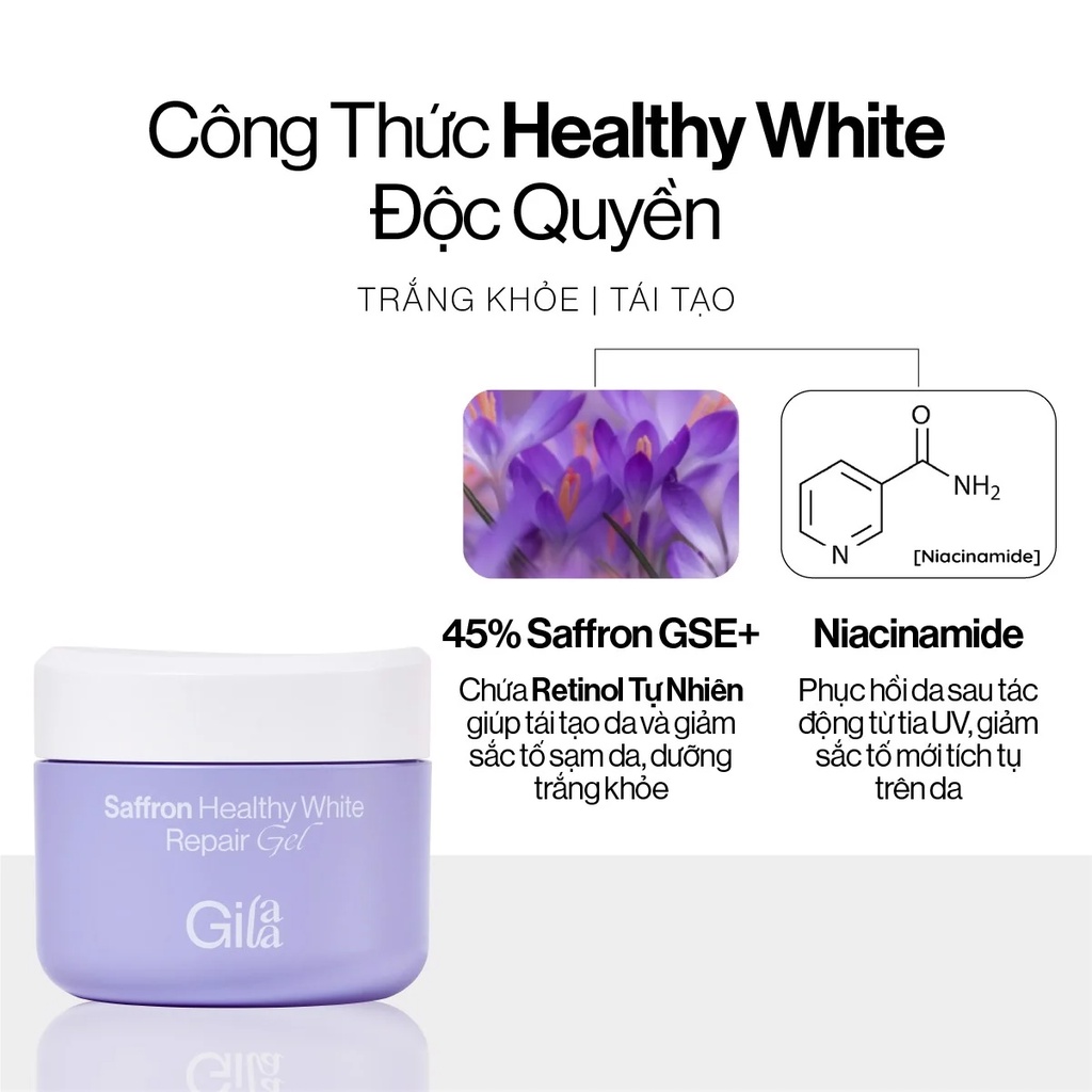 Bộ đôi Gilaa Saffron trắng da dưỡng ẩm mờ thâm nám
