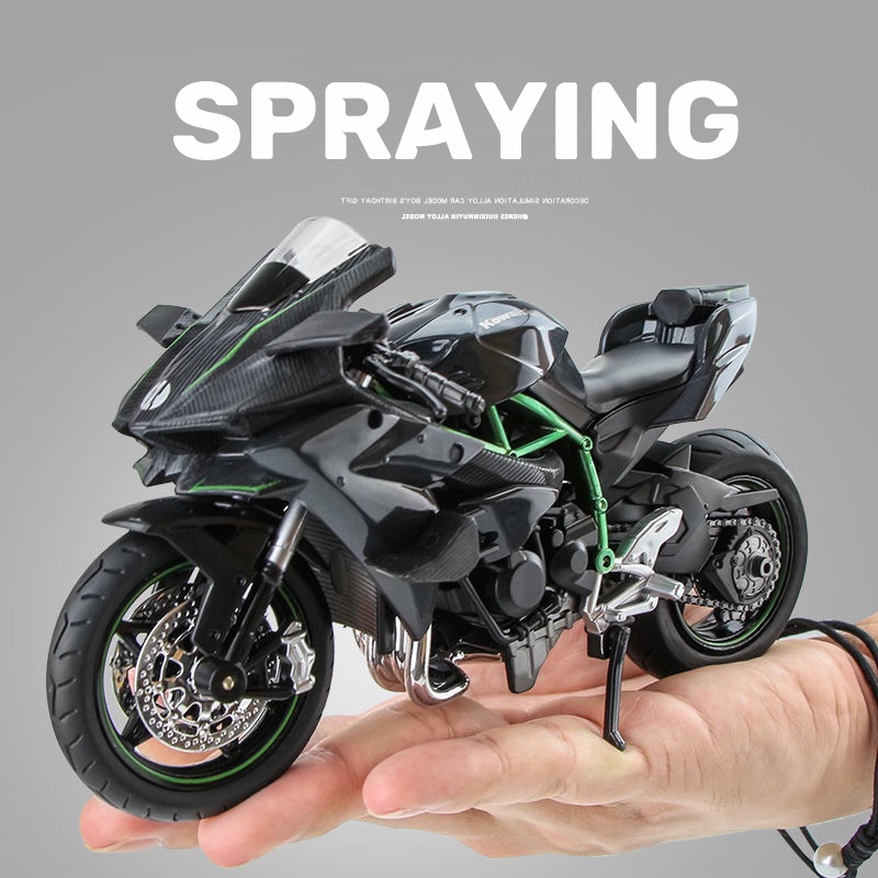 Mô Hình Xe Hơi Kawasaki Ninja H2R Tỉ Lệ 1: 12 Bằng Hợp Kim Có Đèn Và Nhạc Độc Đáo Thú Vị Cho Bé