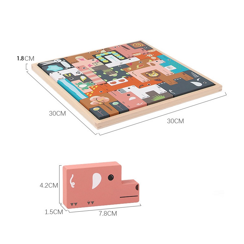 Đồ chơi xếp hình động vật, đồ chơi lắp ráp, ghép hình bằng gỗ giúp bé phát triển khả năng thị giác và tư duy hình ảnh
