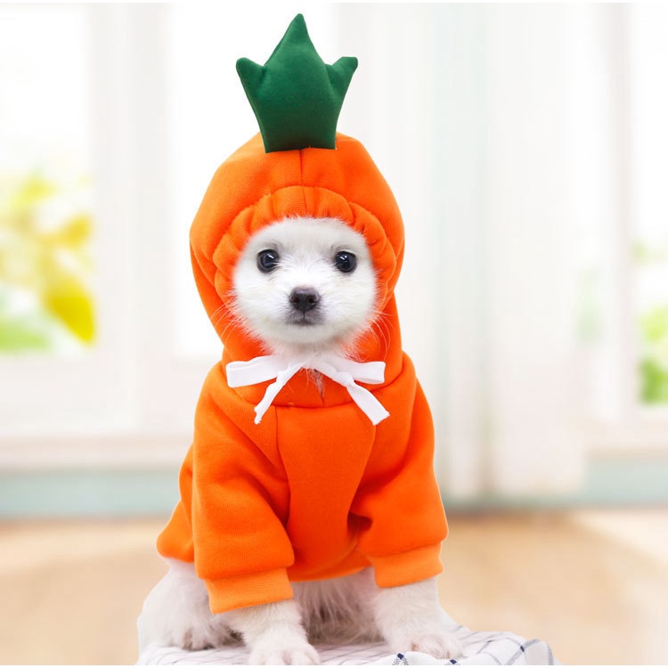 Áo Nỉ Có Mũ Trùm Hình Củ Cải Màu Trắng Phong Cách Giáng Sinh Mới Dành Cho Chó Mèo