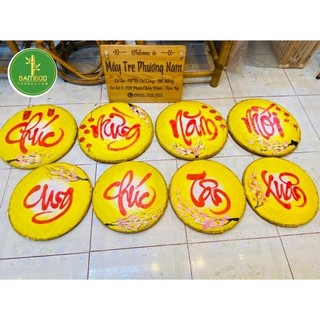 Mẹt vẽ tranh trí Tết chúc mừng năm mới mẹt vàng