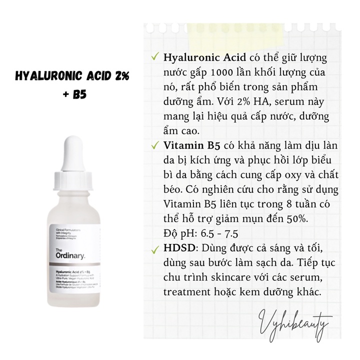Serum The Ordinary Hyaluronic Acid 2% + B5 30ml Mit Beauty phục hồi da cấp nước dưỡng ẩm chuyên sâu