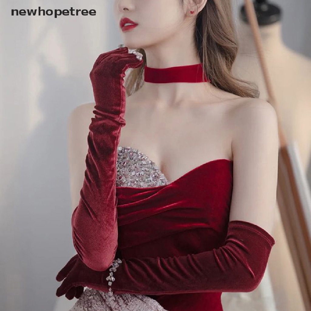 1 Cặp Găng Tay Nhung Dài Giữ Ấm Khi Lái Xe / Tiệc Giáng Sinh Cho Nữ