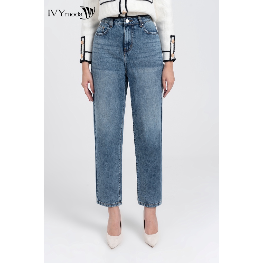 Quần jeans nữ dáng baggy IVY moda MS 25M7821