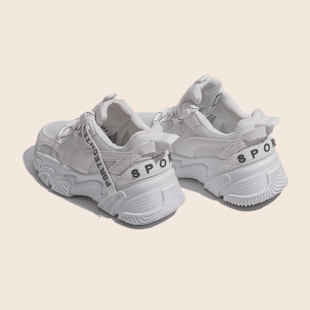 Giày Thể Thao Nữ Độn Đế Giày BOM Sneaker Tăng Chiều Cao Màu Trắng Kem Mới Nhất giayBOM GB Warriors B1295