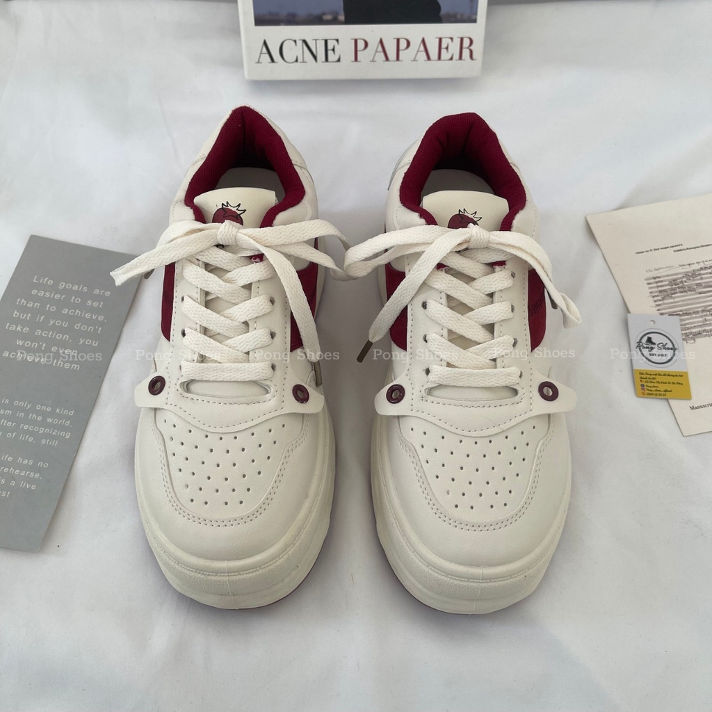 Sneaker/ Bata Pong Shoes phối màu trắng đỏ phong cách dễ thương, đơn giản- FULL BOX - Mã 1473