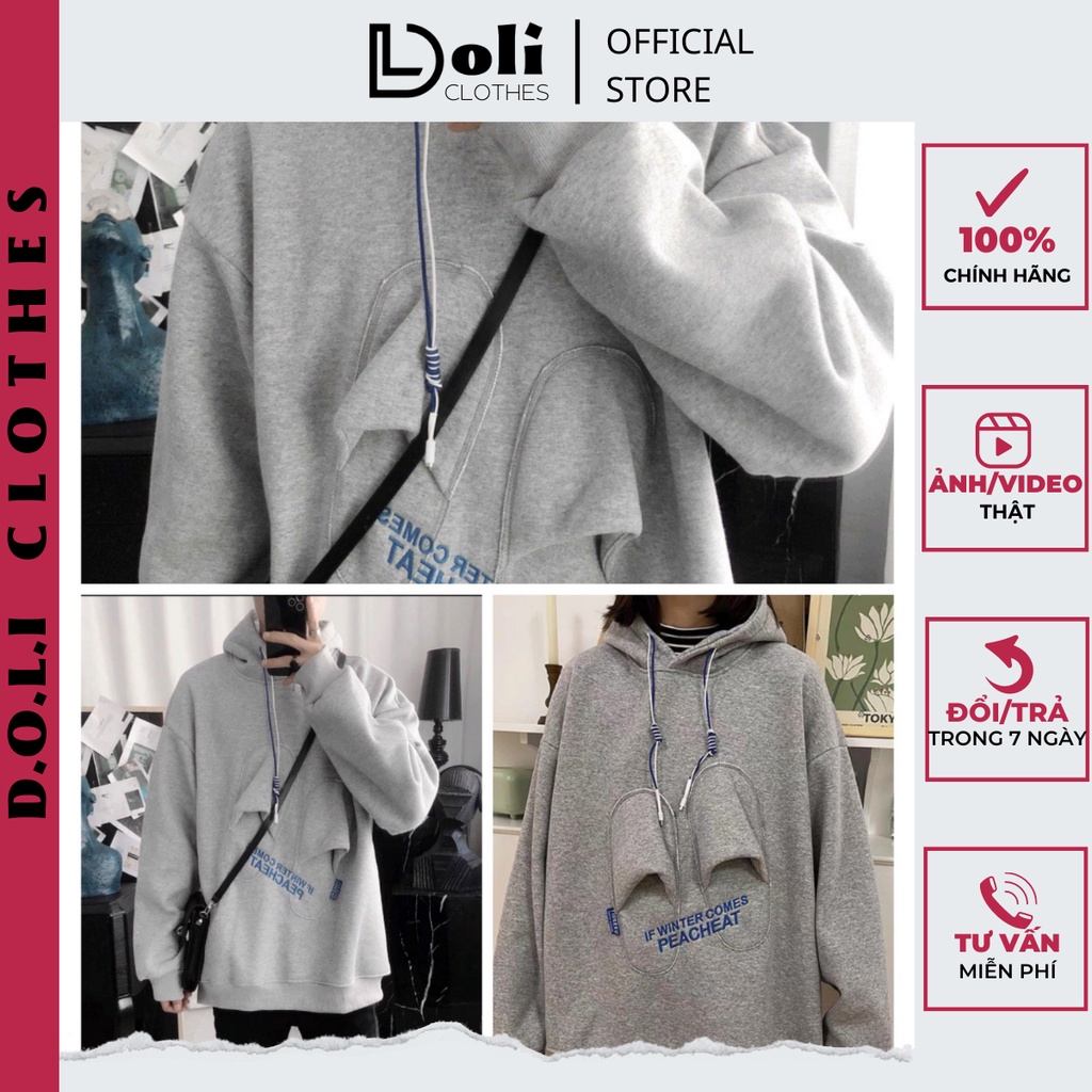 Áo Nam Nữ Hoodie Nỉ Unisex Đôi Dép In Chữ - Áo Nỉ Dáng Rộng G0305 - DOLI Clothes