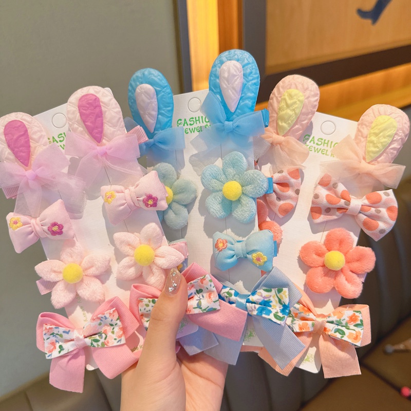 Sét kẹp cặp tóc bằng vải nhiều hình cute dễ thương cho bé gái