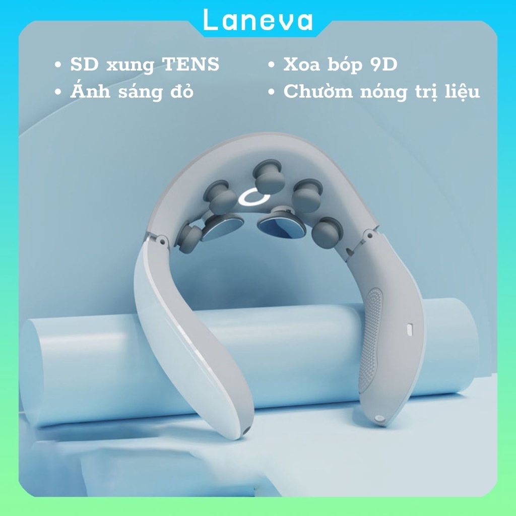 Máy Massage Cổ Có Chườm Nóng Giảm Đau Mỏi Nhanh Chóng LANEVA 6689, Máy Massage Gáy Xung Điện Công Nghệ Mới