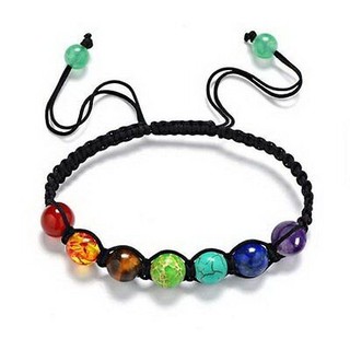 Vòng tay chuỗi hạt đá núi lửa chakra 7 màu