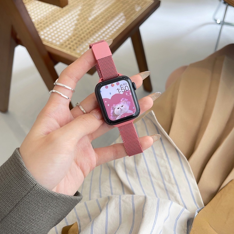 Dây Đeo Milan Nam Châm Bằng Inox Siêu Hút 38mm 40mm 41mm 42mm 45mm 45mm Cho Apple Watch Series 7 8 6 5 4 3 2 1 SE Ultra 49mm